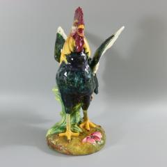 Rare Delphin Massier Majolica Crowing Rooster Figural Vase - 3327231