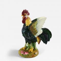 Rare Delphin Massier Majolica Crowing Rooster Figural Vase - 3330961