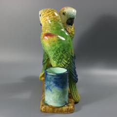 Rare Delphin Massier Parrots Figural Vase - 4584652