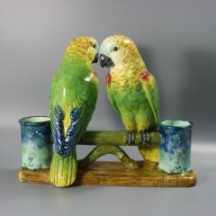 Rare Delphin Massier Parrots Figural Vase - 4584654