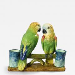 Rare Delphin Massier Parrots Figural Vase - 4584685