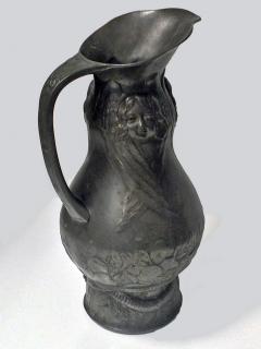 Rare Design Art Nouveau Pewter Pitcher Wine Jug C 1900 - 154842