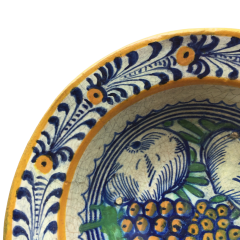 Rare Dutch Maiolica bowl with pomegranates and grapes early 17th century - 4643951