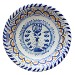Rare Dutch Maiolica plate with tulip early 17th century - 4642541