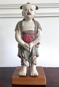 Rare Early Korean Buddhist Boy Attendant Figure Dongja Joseon Dyasty - 4121526