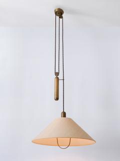 Rare Elegant Mid Century Modern Counterweight Brass Pendant Lamp Germany 1970s - 3200062