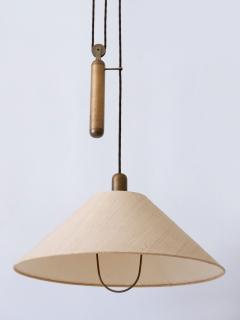 Rare Elegant Mid Century Modern Counterweight Brass Pendant Lamp Germany 1970s - 3200073