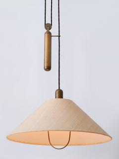 Rare Elegant Mid Century Modern Counterweight Brass Pendant Lamp Germany 1970s - 3200075