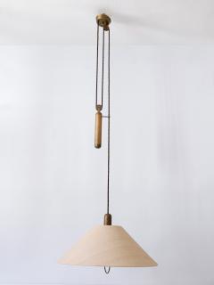 Rare Elegant Mid Century Modern Counterweight Brass Pendant Lamp Germany 1970s - 3200109