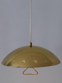 Rare Elegant Mid Century Modern Perforated Metal Pendant Lamp Germany 1950 - 4108086