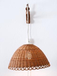Rare Elegant Mid Century Modern Rattan Teak Wall Lamp Scandinavia 1960s - 2967166