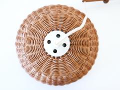 Rare Elegant Mid Century Modern Rattan Teak Wall Lamp Scandinavia 1960s - 2967170