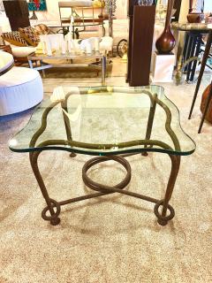 Rare Emilio Rey Gilded Metal Scalloped Glass Top Side Table Spain 70s - 4641586