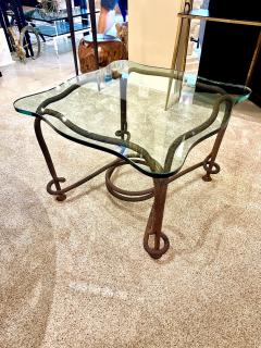 Rare Emilio Rey Gilded Metal Scalloped Glass Top Side Table Spain 70s - 4641590