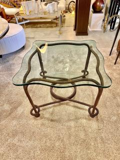 Rare Emilio Rey Gilded Metal Scalloped Glass Top Side Table Spain 70s - 4641592