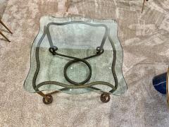 Rare Emilio Rey Gilded Metal Scalloped Glass Top Side Table Spain 70s - 4641598
