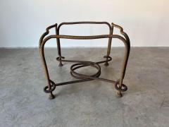 Rare Emilio Rey Gilded Metal Scalloped Glass Top Side Table Spain 70s - 4641619