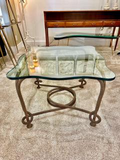 Rare Emilio Rey Gilded Metal Scalloped Glass Top Side Table Spain 70s - 4641625