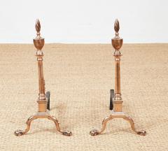 Rare Engraved Federal Bell Metal Andirons - 4334978