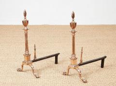 Rare Engraved Federal Bell Metal Andirons - 4334979