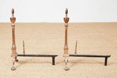 Rare Engraved Federal Bell Metal Andirons - 4334981