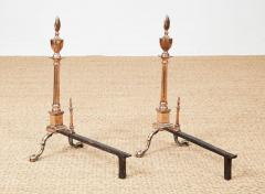 Rare Engraved Federal Bell Metal Andirons - 4334982