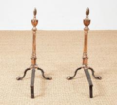 Rare Engraved Federal Bell Metal Andirons - 4334983