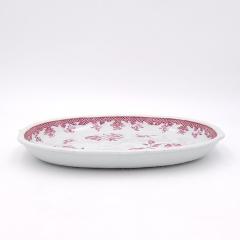 Rare Famille Rose Pink Oval Platter Chinese Export circa 1760 - 3163439