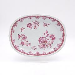 Rare Famille Rose Pink Oval Platter Chinese Export circa 1760 - 3163441