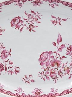 Rare Famille Rose Pink Oval Platter Chinese Export circa 1760 - 3163442