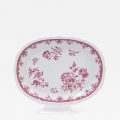 Rare Famille Rose Pink Oval Platter Chinese Export circa 1760 - 3167413