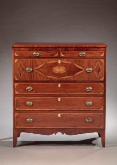 Rare Federal Bellflower Fan Inlaid Chest of Drawers - 535128