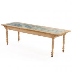 Rare French Painted Pine Farm Table 19th C  - 4730476