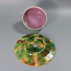 Rare George Jones Majolica Muffin Dish with Snake Handle - 4323629