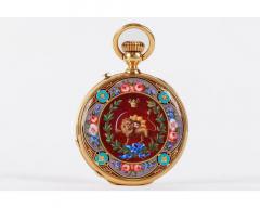 Rare Gold and Enamel Presentation Pocket Watch with Portrait of Naser Shah - 2895410