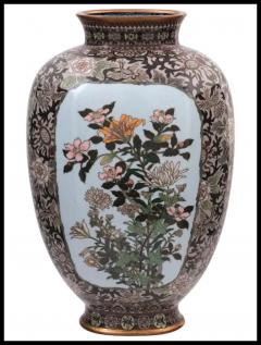 Rare High Quality Meiji Japanese Cloisonne Enamel Vase River Mountain landscape - 3903680