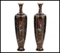 Rare High Quality Pair of Meiji Japanese Cloisonne Enamel Vases Dragons - 3901940