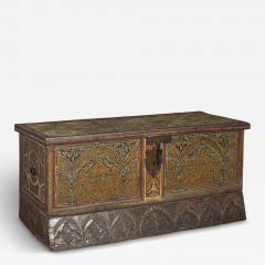 Rare Hispano Moresque Mudejar Painted Coffer - 4358375