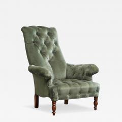 Rare Horrix Brothers Lounge Chair in Velvet The Netherlands Mid 19th Century - 4682446