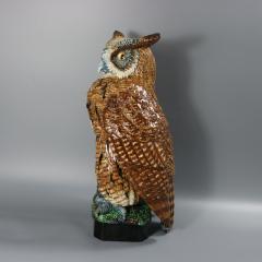 Rare Hugo Lonitz Majolica Eagle Owl Figure - 4780426