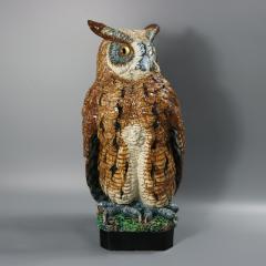 Rare Hugo Lonitz Majolica Eagle Owl Figure - 4780432