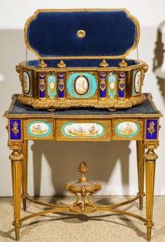 Rare Important French Ormolu Sevres Style Porcelain Jewelry Box on Bronze Table - 1007715