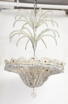 Rare Italian Art Deco Handblown Clear Beaded Chandelier - 3145543