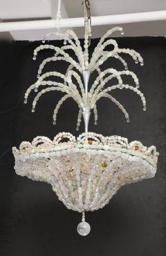 Rare Italian Art Deco Handblown Clear Beaded Chandelier - 3145576