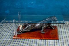 Rare Italian Coffee Table with Sculpture of Panther 1970 - 2587541