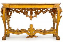 Rare Italian Rococo Giltwood Fossilized Marble Console Table ca 1750 - 4502586