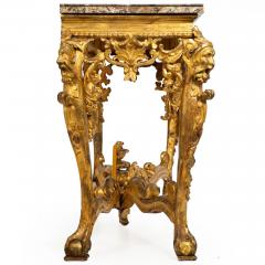 Rare Italian Rococo Giltwood Fossilized Marble Console Table ca 1750 - 4502588