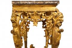 Rare Italian Rococo Giltwood Fossilized Marble Console Table ca 1750 - 4502590