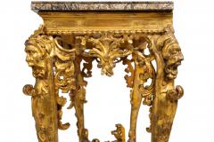 Rare Italian Rococo Giltwood Fossilized Marble Console Table ca 1750 - 4502591