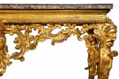 Rare Italian Rococo Giltwood Fossilized Marble Console Table ca 1750 - 4502595